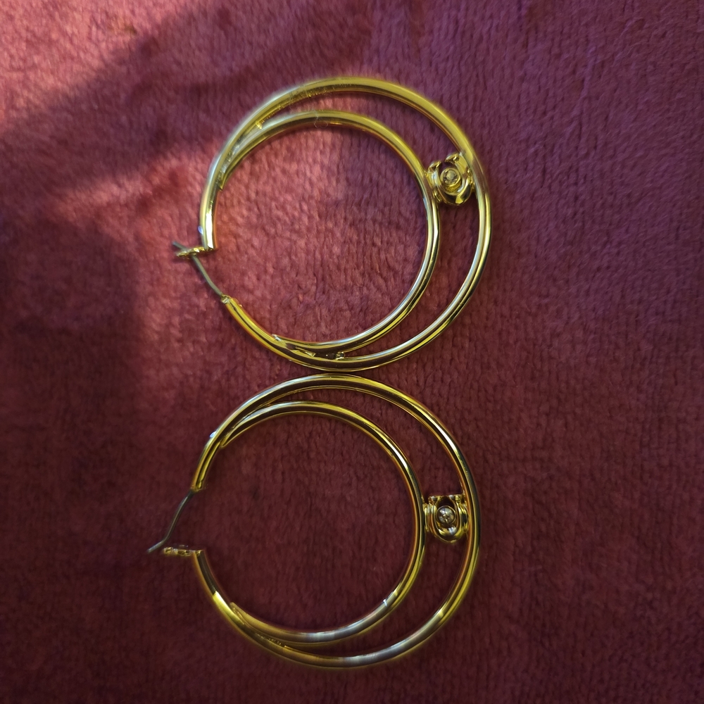 Coach Gold Double Hoop Earrings